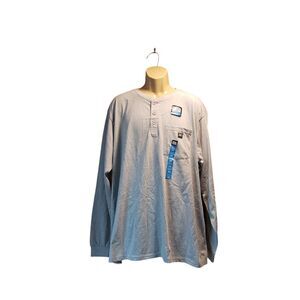 Real Work Henley Shirt Men's Size 2XL Casual Long Sleeve Real Tree Gray